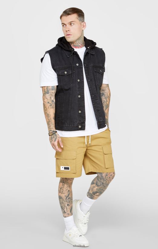 SikSilk Apparel 020XHH472 Black Hooded Gilet Men
