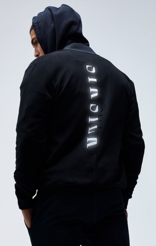 SikSilk Apparel 020XHH475 Black Reflective Bomber Jacket Men
