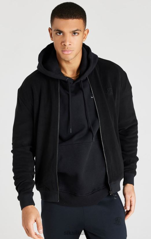 SikSilk Apparel 020XHH475 Black Reflective Bomber Jacket Men