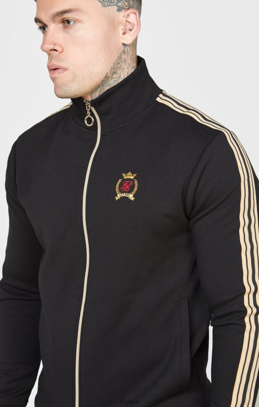 SikSilk Apparel 020XHH476 Black Crest Funnel Neck Track Jacket Men