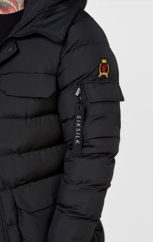 SikSilk Apparel 020XHH480 Black Parka Coat Men