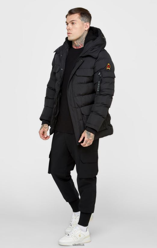SikSilk Apparel 020XHH480 Black Parka Coat Men