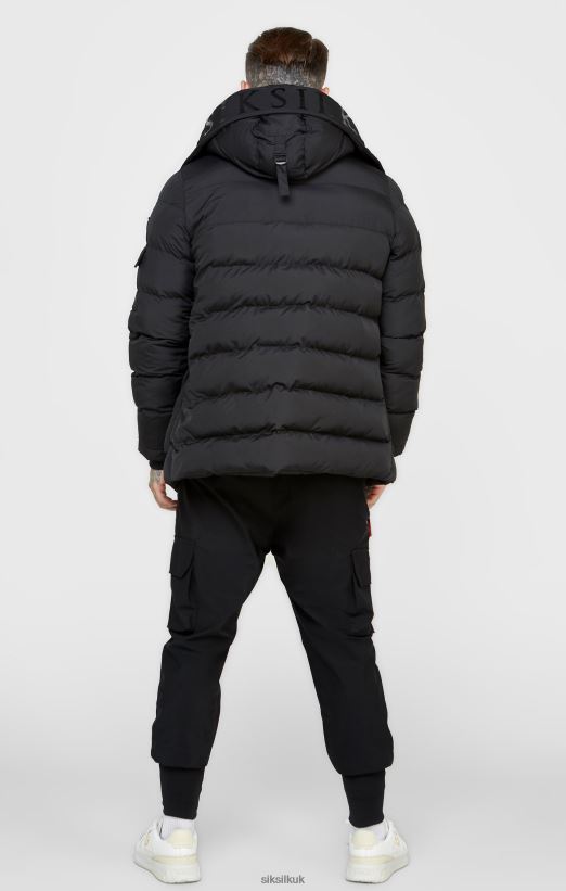 SikSilk Apparel 020XHH480 Black Parka Coat Men