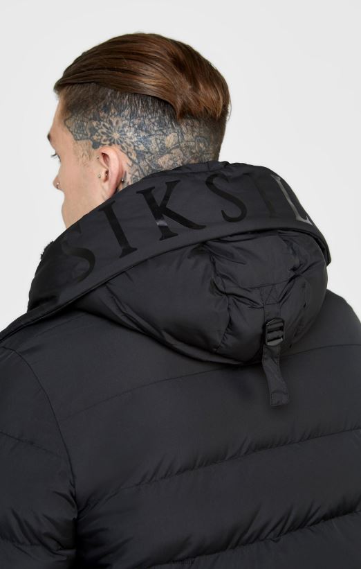 SikSilk Apparel 020XHH480 Black Parka Coat Men
