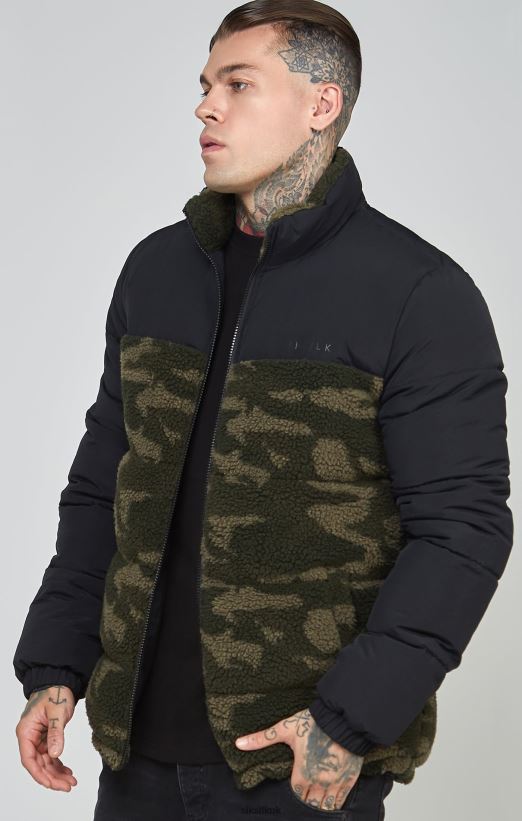 SikSilk Apparel 020XHH485 Black Sherpa Bubble Jacket Men