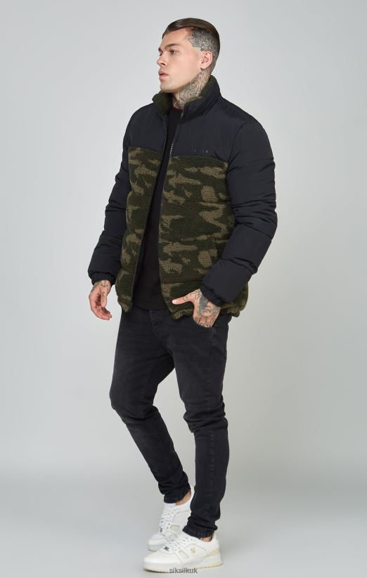 SikSilk Apparel 020XHH485 Black Sherpa Bubble Jacket Men