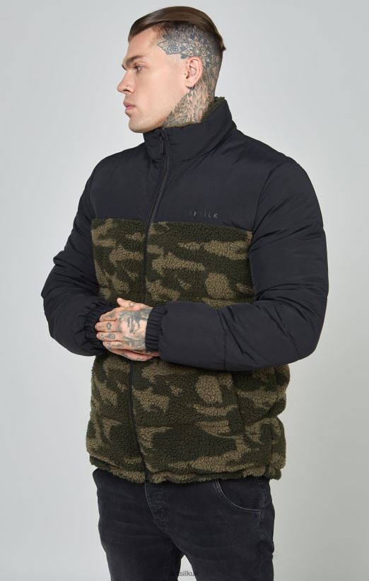 SikSilk Apparel 020XHH485 Black Sherpa Bubble Jacket Men