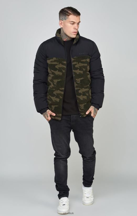 SikSilk Apparel 020XHH485 Black Sherpa Bubble Jacket Men