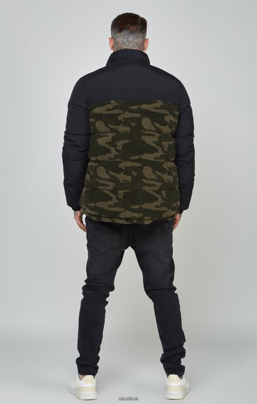 SikSilk Apparel 020XHH485 Black Sherpa Bubble Jacket Men