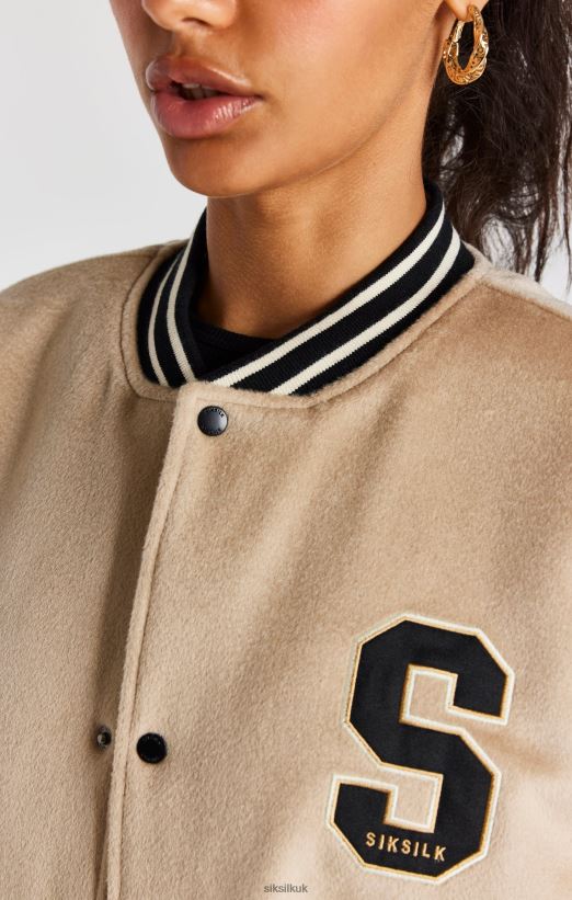 SikSilk Apparel 020XHH486 Ecru Anniversary Varsity Jacket Men