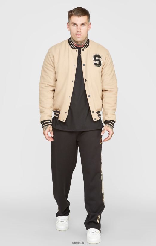 SikSilk Apparel 020XHH486 Ecru Anniversary Varsity Jacket Men