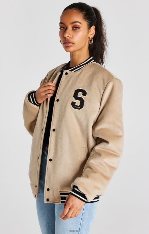 SikSilk Apparel 020XHH486 Ecru Anniversary Varsity Jacket Men