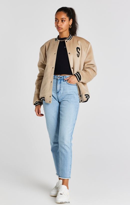 SikSilk Apparel 020XHH486 Ecru Anniversary Varsity Jacket Men