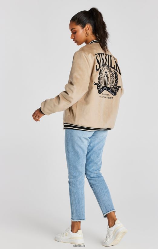 SikSilk Apparel 020XHH486 Ecru Anniversary Varsity Jacket Men