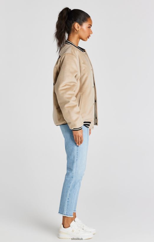 SikSilk Apparel 020XHH486 Ecru Anniversary Varsity Jacket Men