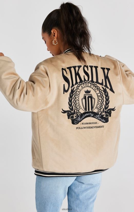 SikSilk Apparel 020XHH486 Ecru Anniversary Varsity Jacket Men