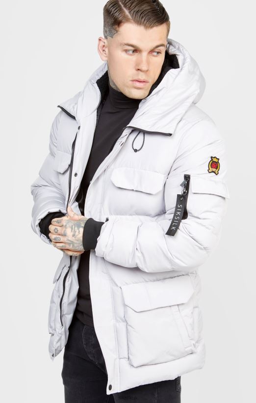 SikSilk Apparel 020XHH487 Grey Parka Jacket Men