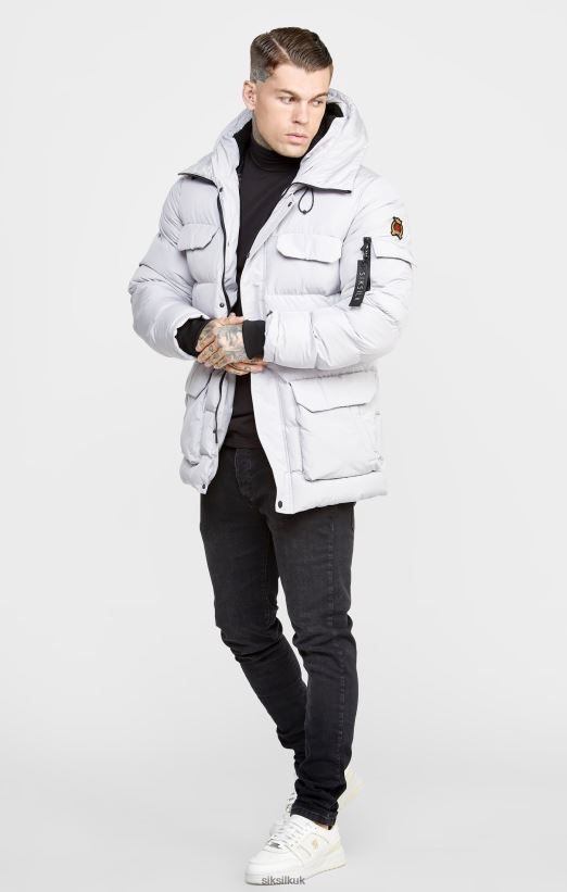 SikSilk Apparel 020XHH487 Grey Parka Jacket Men