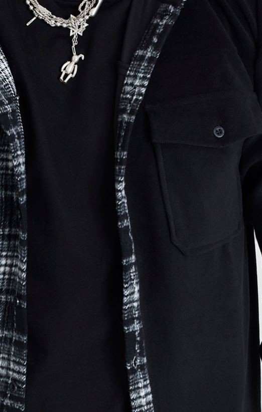 SikSilk Apparel 020XHH490 Black Contrast Hooded Shirt Men