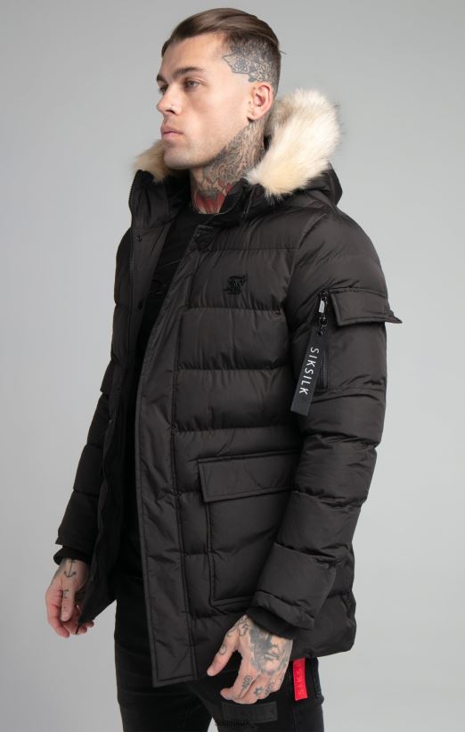 SikSilk Apparel 020XHH493 Black Expedition Parka Men