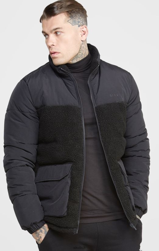 SikSilk Apparel 020XHH494 Black Bubble Jacket Men