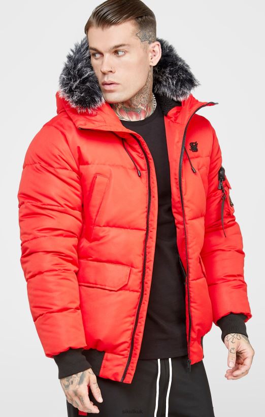 SikSilk Apparel 020XHH500 Red Bomber Jacket Men