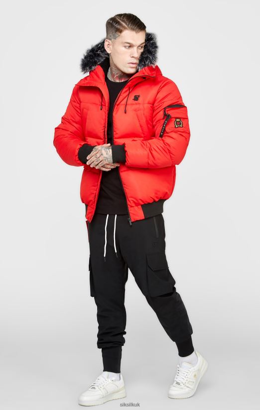 SikSilk Apparel 020XHH500 Red Bomber Jacket Men