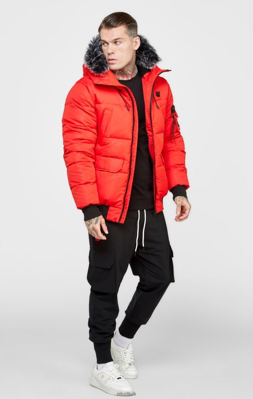 SikSilk Apparel 020XHH500 Red Bomber Jacket Men