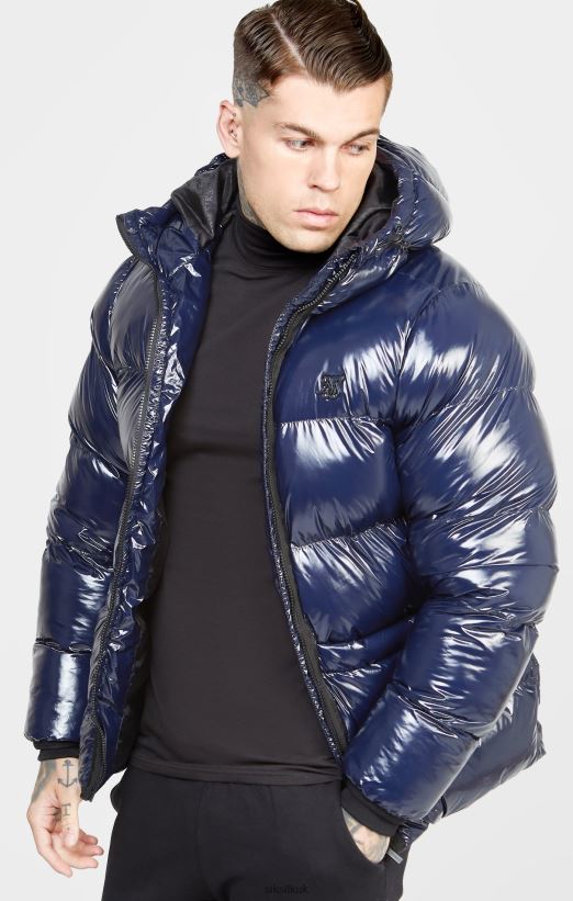 SikSilk Apparel 020XHH501 Navy Gloss Puffer Jacket Men