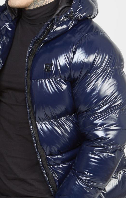 SikSilk Apparel 020XHH501 Navy Gloss Puffer Jacket Men
