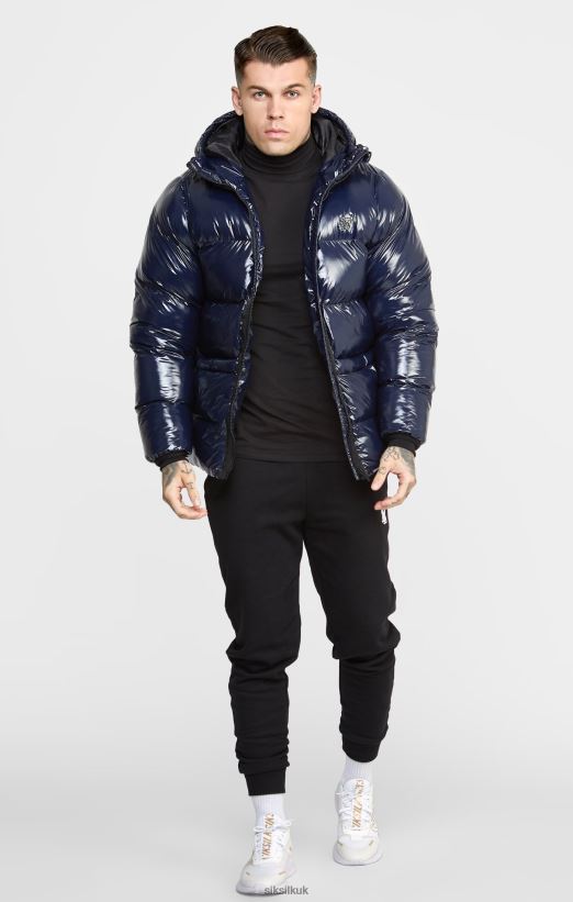 SikSilk Apparel 020XHH501 Navy Gloss Puffer Jacket Men