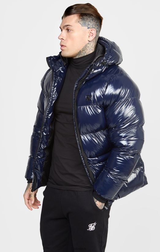 SikSilk Apparel 020XHH501 Navy Gloss Puffer Jacket Men