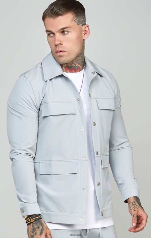 SikSilk Apparel 020XHH462 Grey Utility Overshirt Men