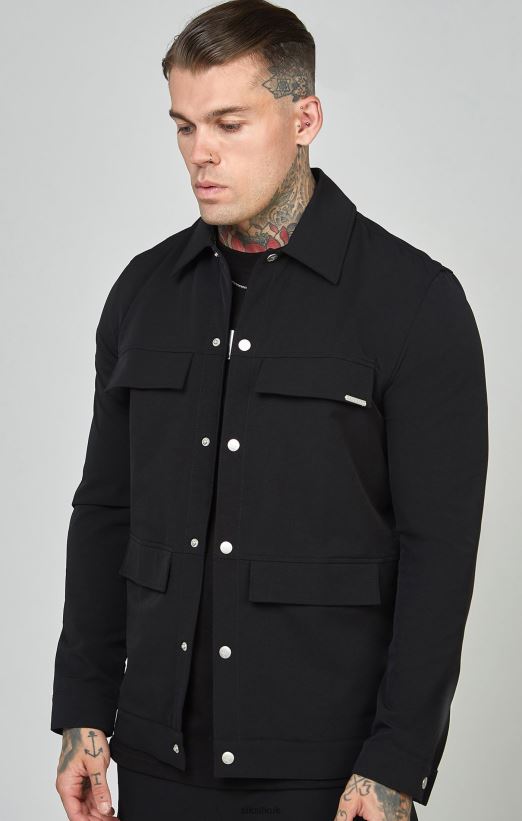 SikSilk Apparel 020XHH464 Black Utility Overshirt Men