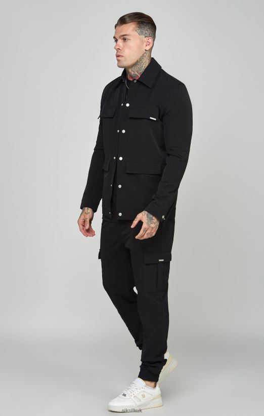 SikSilk Apparel 020XHH464 Black Utility Overshirt Men