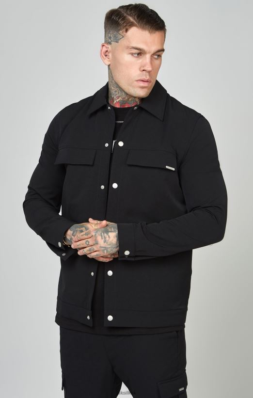SikSilk Apparel 020XHH464 Black Utility Overshirt Men