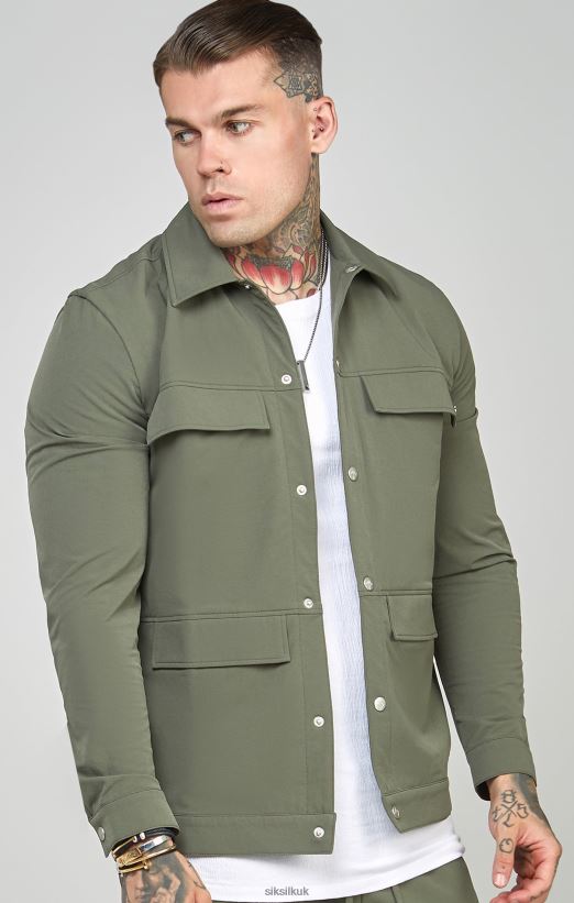 SikSilk Apparel 020XHH465 Khaki Utility Overshirt Men