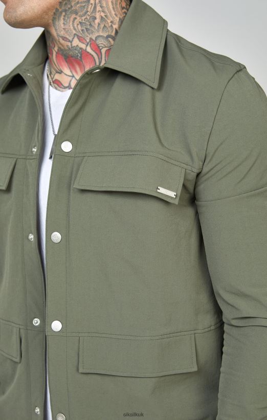 SikSilk Apparel 020XHH465 Khaki Utility Overshirt Men