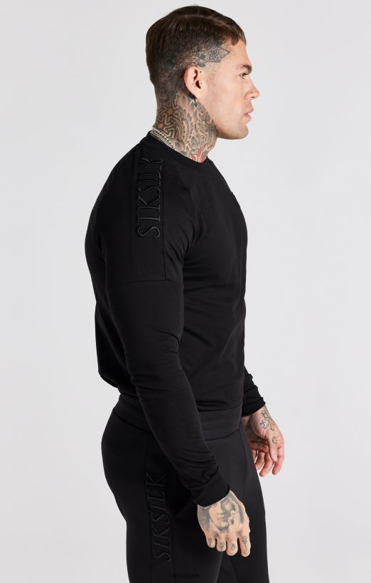 SikSilk Apparel 020XHH362 Black Panel Muscle Fit T-Shirt Men