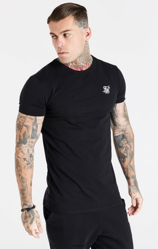 SikSilk Apparel 020XHH363 Black Essential Short Sleeve Muscle Fit T-Shirt Men