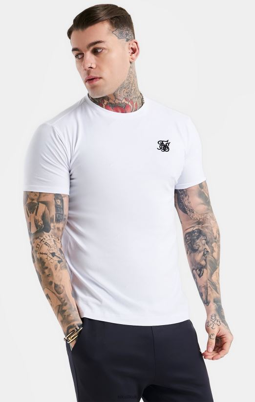 SikSilk Apparel 020XHH364 White Essential Short Sleeve Muscle Fit T-Shirt Men