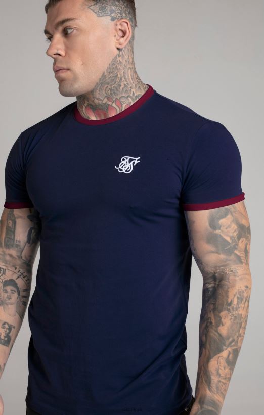 SikSilk Apparel 020XHH366 Navy Short Sleeve Ringer T-Shirt Men
