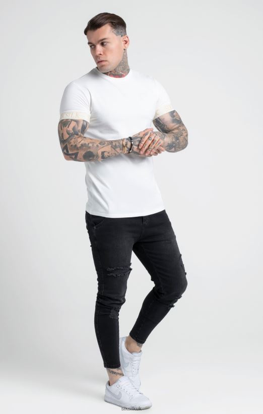SikSilk Apparel 020XHH367 Ecru Elastic Cuff T-Shirt Men