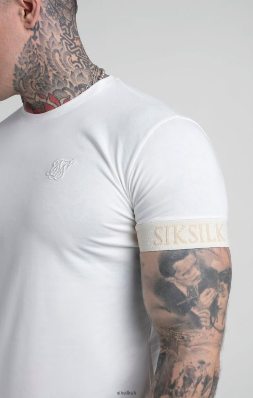 SikSilk Apparel 020XHH367 Ecru Elastic Cuff T-Shirt Men