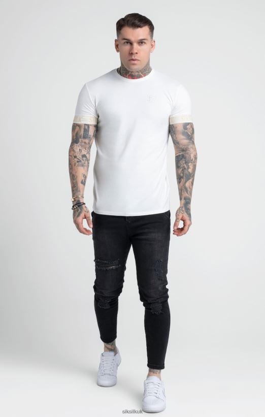 SikSilk Apparel 020XHH367 Ecru Elastic Cuff T-Shirt Men