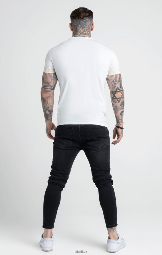 SikSilk Apparel 020XHH367 Ecru Elastic Cuff T-Shirt Men