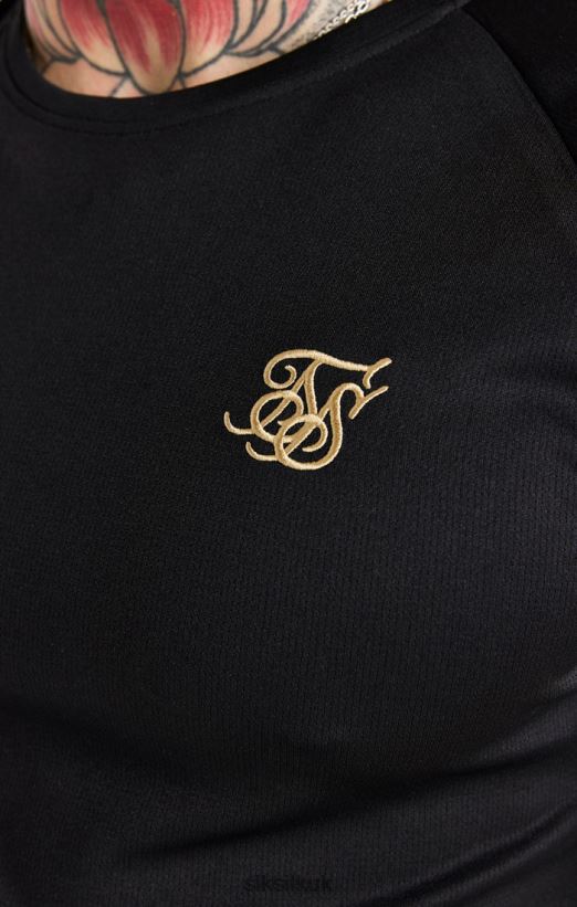 SikSilk Apparel 020XHH368 Black And Gold Elastic Cuff T-Shirt Men