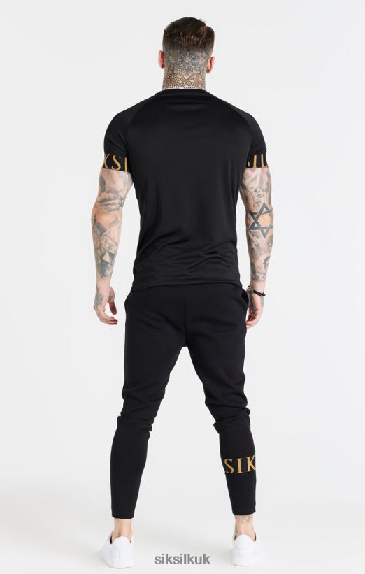 SikSilk Apparel 020XHH368 Black And Gold Elastic Cuff T-Shirt Men