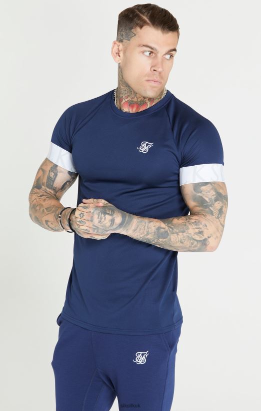 SikSilk Apparel 020XHH369 Navy Elastic Cuff T-Shirt Men