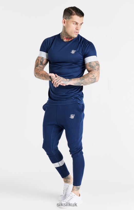 SikSilk Apparel 020XHH369 Navy Elastic Cuff T-Shirt Men